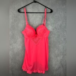 Rene Rofe Hot‎ Pink Sexy Babydoll Size L